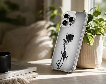 Black flower photographic artwork on phone case — Lifestyle