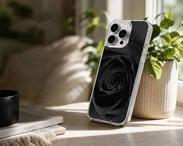 Black Flower phone case featuring an elegant floral design — Lifestyle