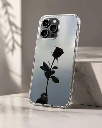 Black flower silhouette against soft background phone case