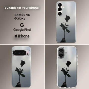 Black flower silhouette against soft background phone case — Collage