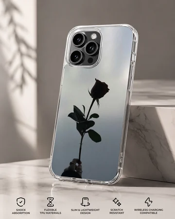 Black flower silhouette against soft background phone case — Specs