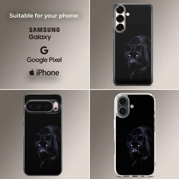 Black Panther in serene wildlife setting phone case — Collage