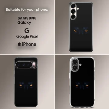 Black panther eyes in darkness artwork phone case — Collage