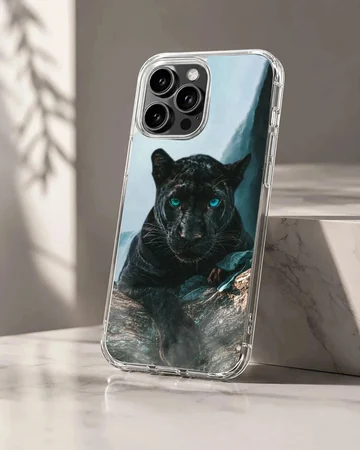 Striking black panther on a wildlife phone case
