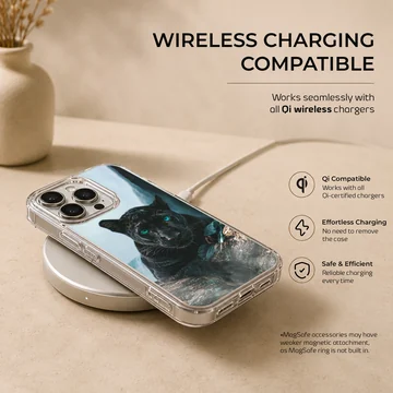 Striking black panther on a wildlife phone case — Charging
