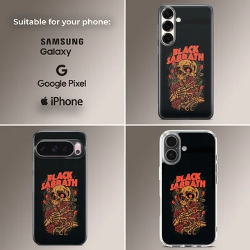 Black Sabbath band art on a stylish phone case — Collage
