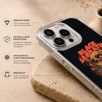 Black Sabbath band art on a stylish phone case — Info