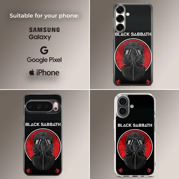 Black Sabbath tribute design featuring bold artwork on a phone case — Collage