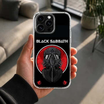 Black Sabbath tribute design featuring bold artwork on a phone case — Lifestyle