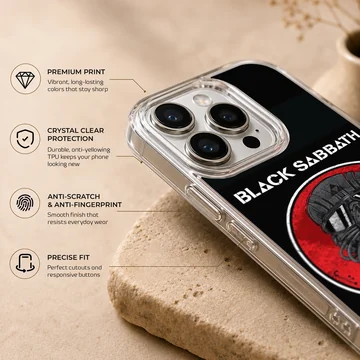Black Sabbath tribute design featuring bold artwork on a phone case — Info