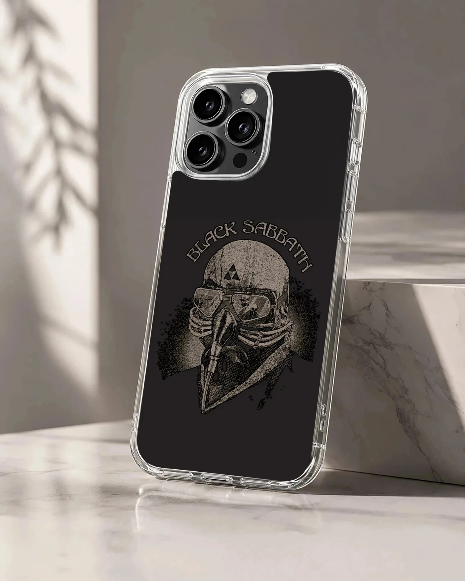 Black Sabbath phone case featuring an edgy rock design