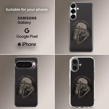 Black Sabbath phone case featuring an edgy rock design — Collage
