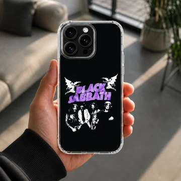Black Sabbath band artwork on phone case — Lifestyle