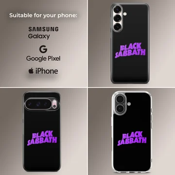 Black Sabbath bold typography design on a phone case — Collage