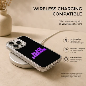 Black Sabbath bold typography design on a phone case — Charging