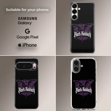 Black Sabbath logo in bold typography on phone case — Collage