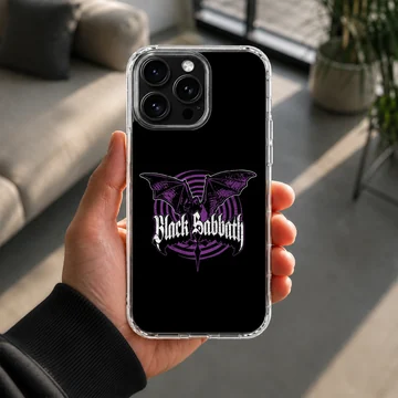 Black Sabbath logo in bold typography on phone case — Lifestyle
