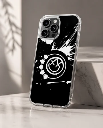 Bold black and white Blink 18 design on phone case — Hero