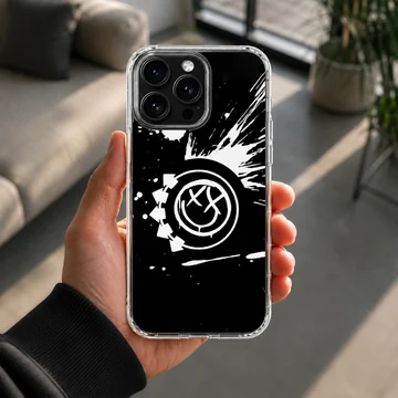 Bold black and white Blink 18 design on phone case — Lifestyle