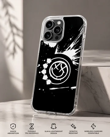 Bold black and white Blink 18 design on phone case — Specs