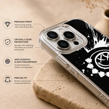 Bold black and white Blink 18 design on phone case — Info