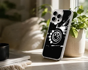 Bold black and white Blink 18 design on phone case — Lifestyle