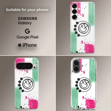 Blink 18 inspired phone case with bold logo design — Collage