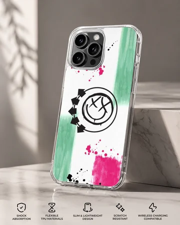 Blink 18 inspired phone case with bold logo design — Specs