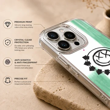 Blink 18 inspired phone case with bold logo design — Info