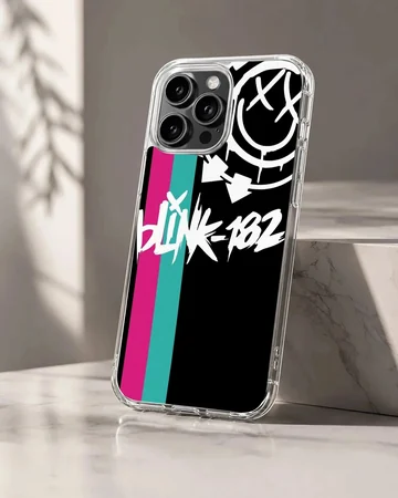 Phone case with Blink 18 bold typography in black, white, red design