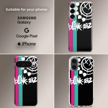Phone case with Blink 18 bold typography in black, white, red design — Collage