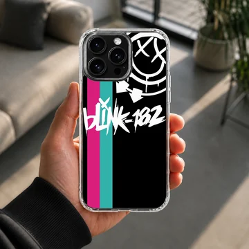 Phone case with Blink 18 bold typography in black, white, red design — Lifestyle