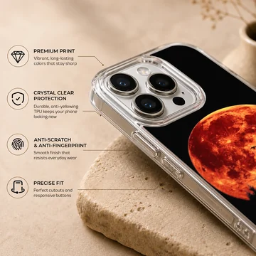 Blood Moon phone case featuring a surreal night scene with vivid colors. — Info