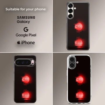 Blood moon with reflective red waters on phone case — Collage