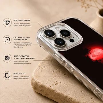 Blood moon with reflective red waters on phone case — Info