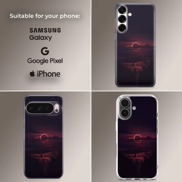 Surreal Blood Moon landscape artwork phone case. — Collage
