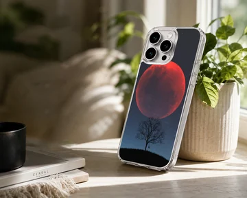 Blood Moon against a night sky with tree silhouette phone case. — Lifestyle