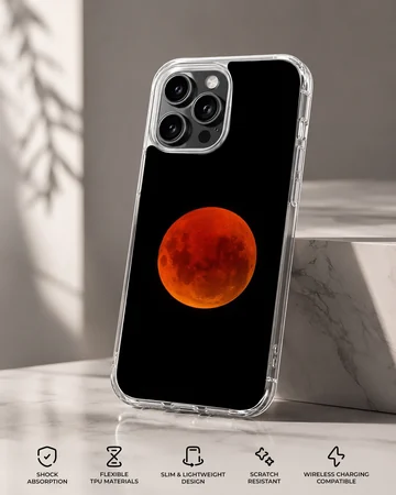 Blood Moon design on a phone case with red lunar artwork. — Specs