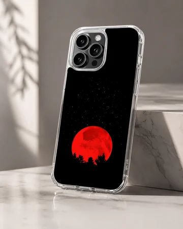 Blood moon with surreal nightscape design on phone case — Hero