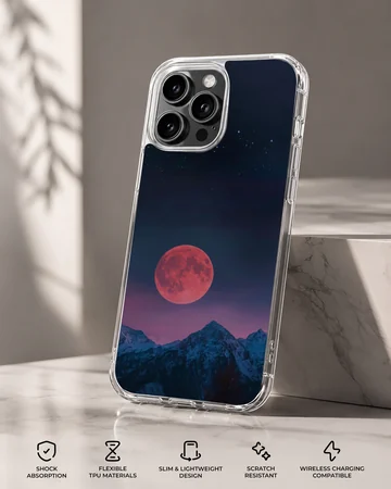 Surreal Blood Moon night sky with mountain silhouette phone case — Specs