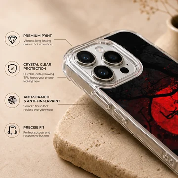 Blood Moon with tree branches, phone case — Info