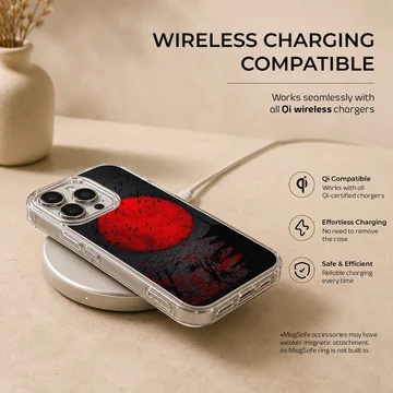 Blood Moon phone case with red moon and surreal landscape design — Charging