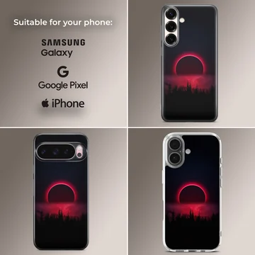 Surreal Blood Moon design on a phone case — Collage