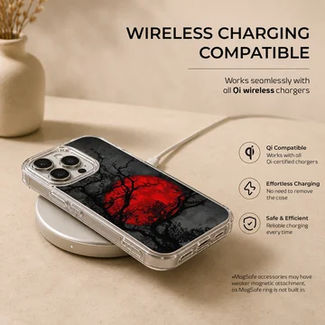 Blood Moon phone case with surreal art of a red moon and branches — Charging