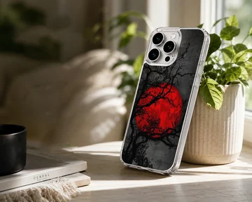 Blood Moon phone case with surreal art of a red moon and branches — Lifestyle