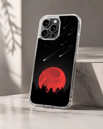 Blood Moon scene with red moon and starry sky on a phone case — Hero