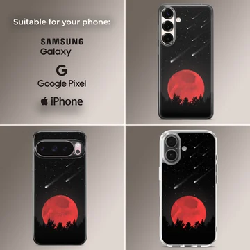 Blood Moon scene with red moon and starry sky on a phone case — Collage