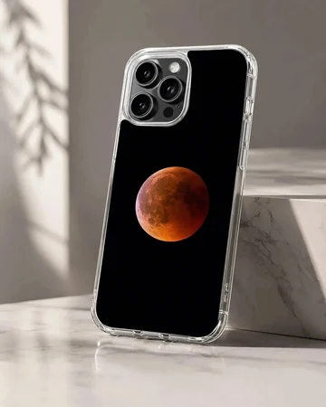Blood moon against a dark sky printed on phone case