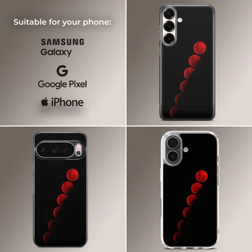 Blood moon sequence with surreal lunar imagery on phone case — Collage