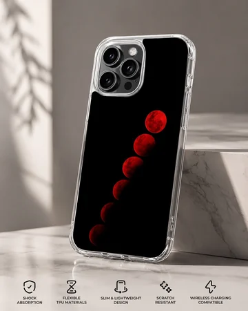 Blood moon sequence with surreal lunar imagery on phone case — Specs